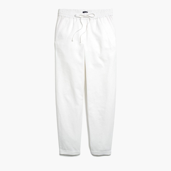 J.Crew Cropped Linen-Cotton Blend Drawstring Pant White Size 10 - Picture 2 of 8